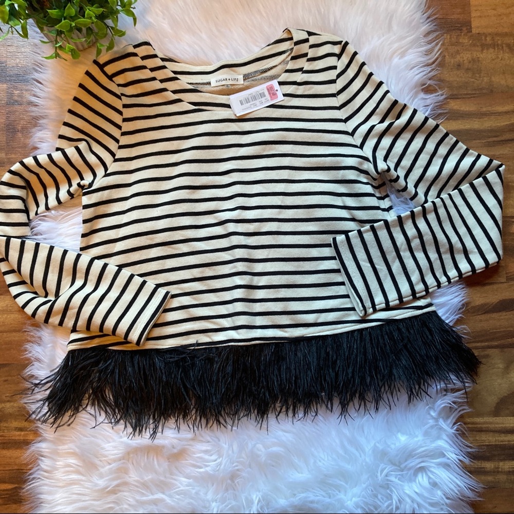 New Sugar&Lips feather trimmed sweatshirt size L